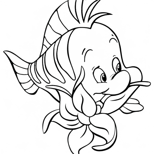 Flounder Holding a Flower Cartoon Disney - HuLaHo Coloring Pages