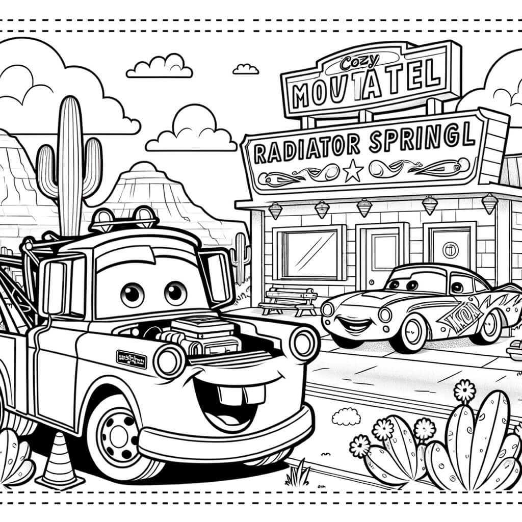 Fun-Filled Radiator Springs Adventure - Disney Cars Coloring Sheets for